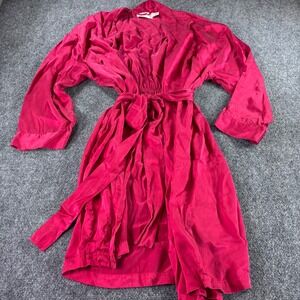 VTG Victoria's Secret Robe Women PS Pink 100% Silk Wrap Tie Waist Lingerie